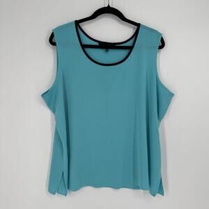 Ming Wang tank Top Womens 2x  teal shell minimalist knit career workwear